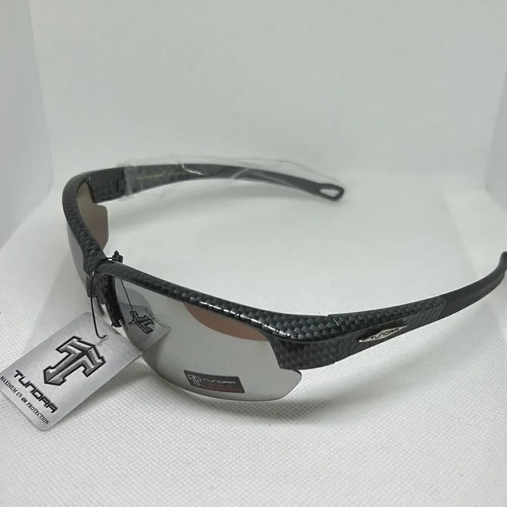 Tundra Mens Semi Rimless Mirrored Wrap Sunglasses